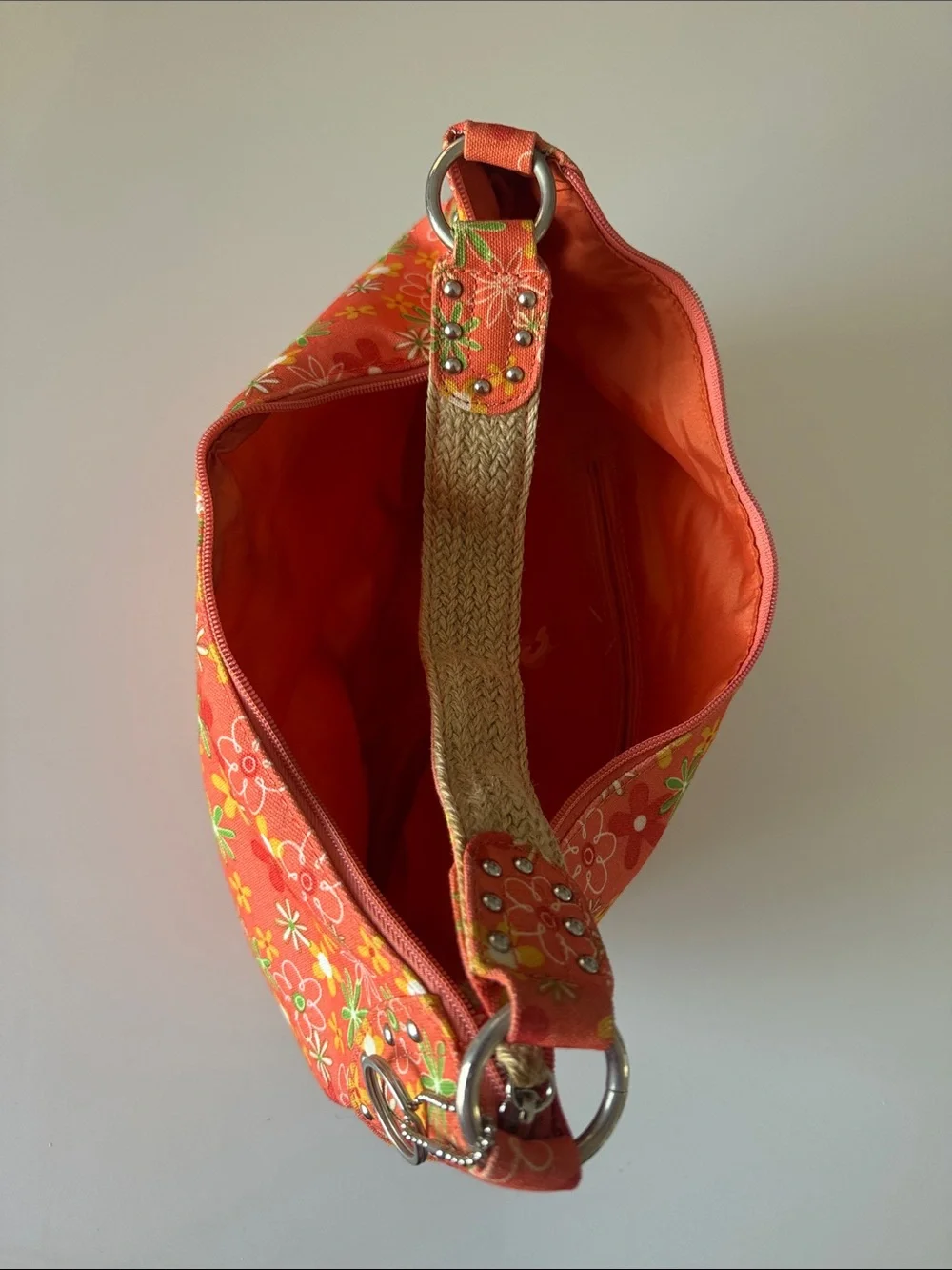 Floral Print Coral Shoulder Bag
